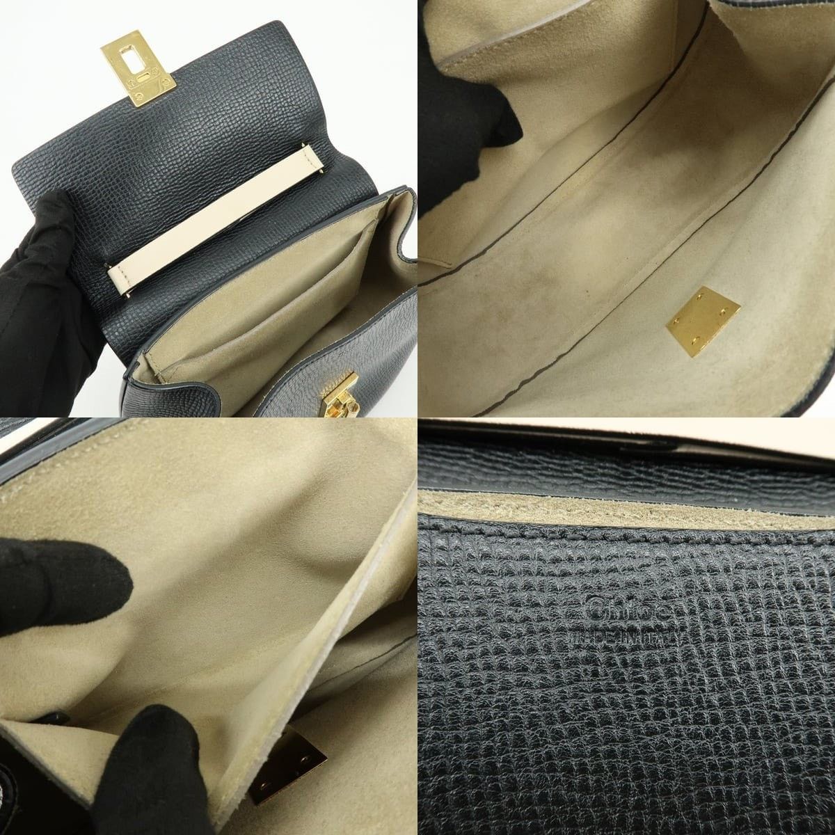 Chloe Chloe Drew Leather Shoulder Bag Black & Ivory Size ONE SIZE - 7 Thumbnail