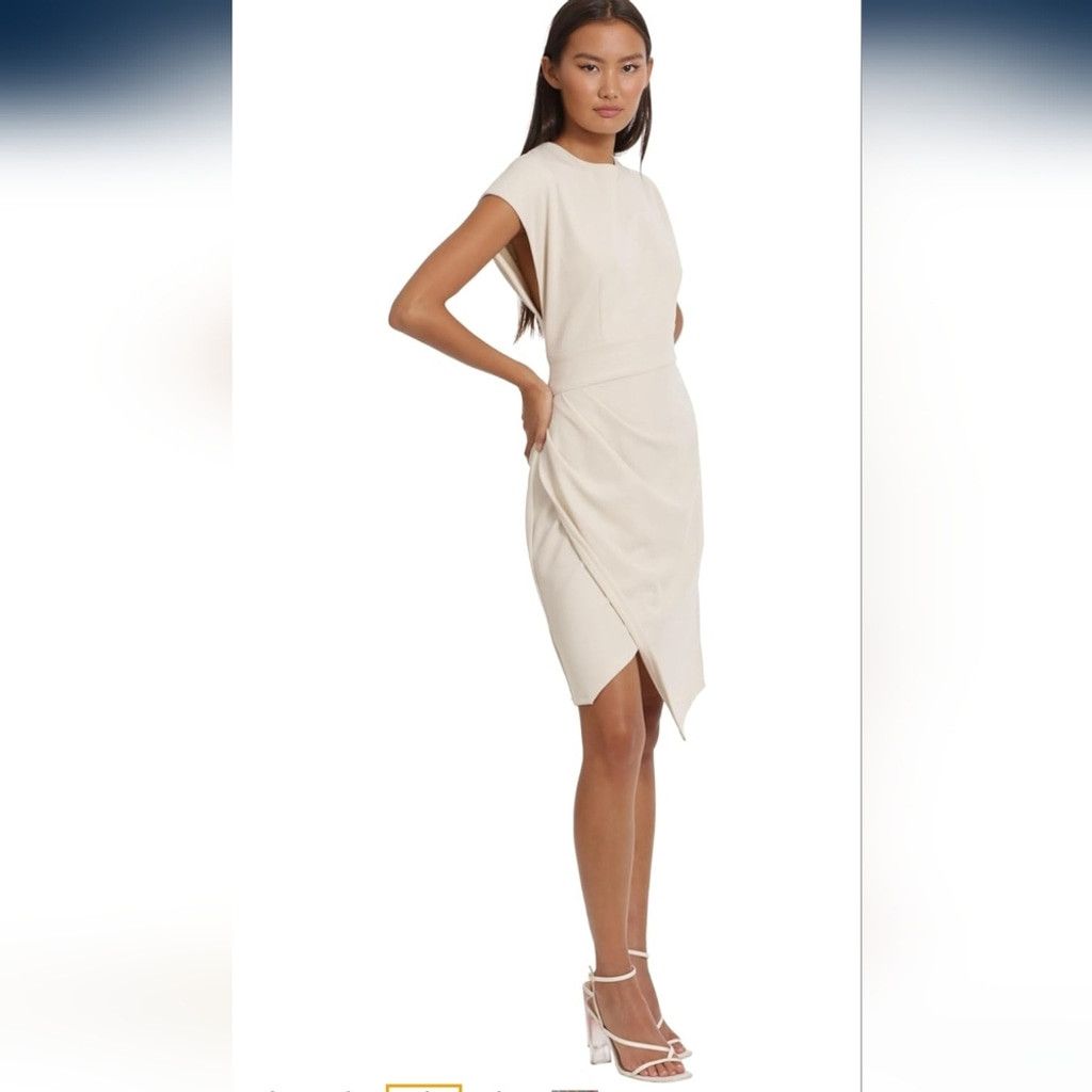 Donna Morgan Donna Morgan Cream Sleek Faux Wrap Dress Size 6 Size M / US 6-8 / IT 42-44 - 6 Thumbnail