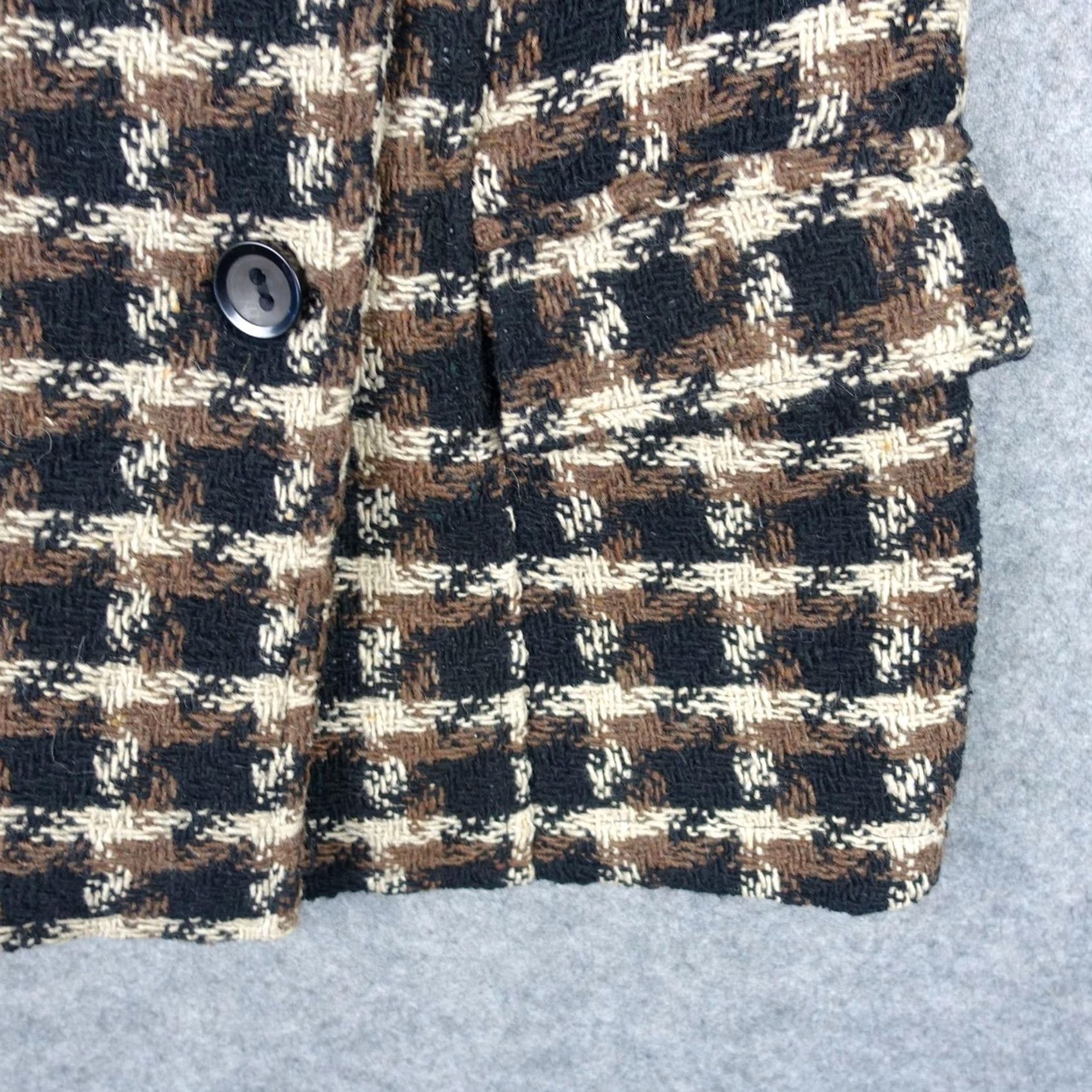 Old Navy VINTAGE Old Navy Coat Womens L Black Tweed Pea Coat Wool Blend Houndstooth Mid-Length Pockets Button Collared Lined Size L / US 10 / IT 46 - 5 Thumbnail