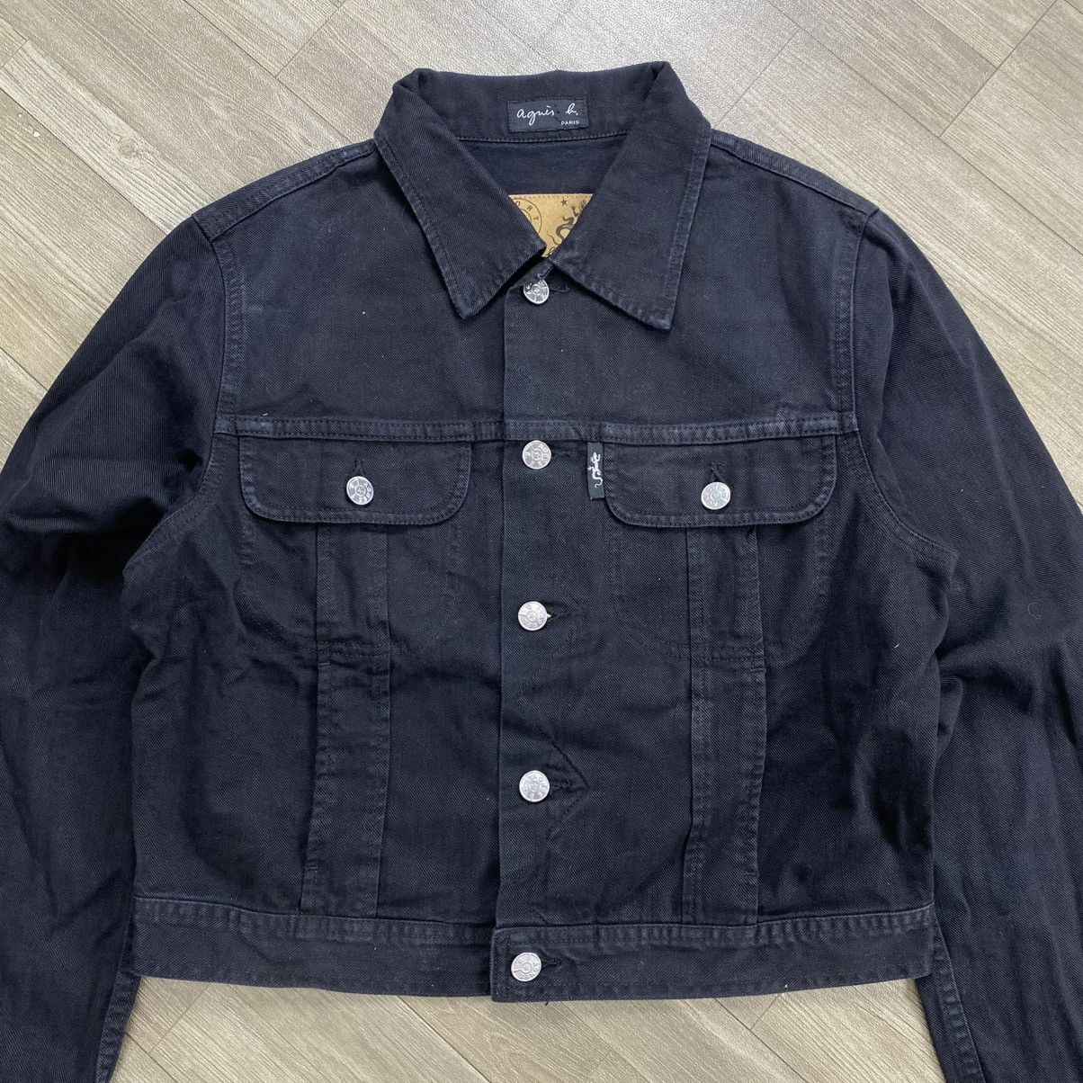 agnes b. Vintage 90's Agnes B Homme Black Denim Jacket Small Luxury Size US S / EU 44-46 / 1 - 3 Thumbnail