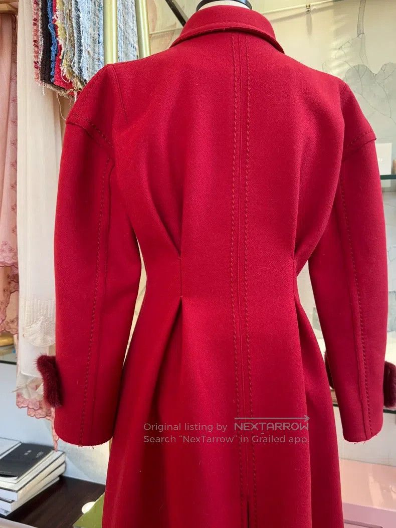 Fendi Fendi Crimson cashmere coat with real mink cuffs Size XS / US 0-2 / IT 36-38 - 2 Thumbnail