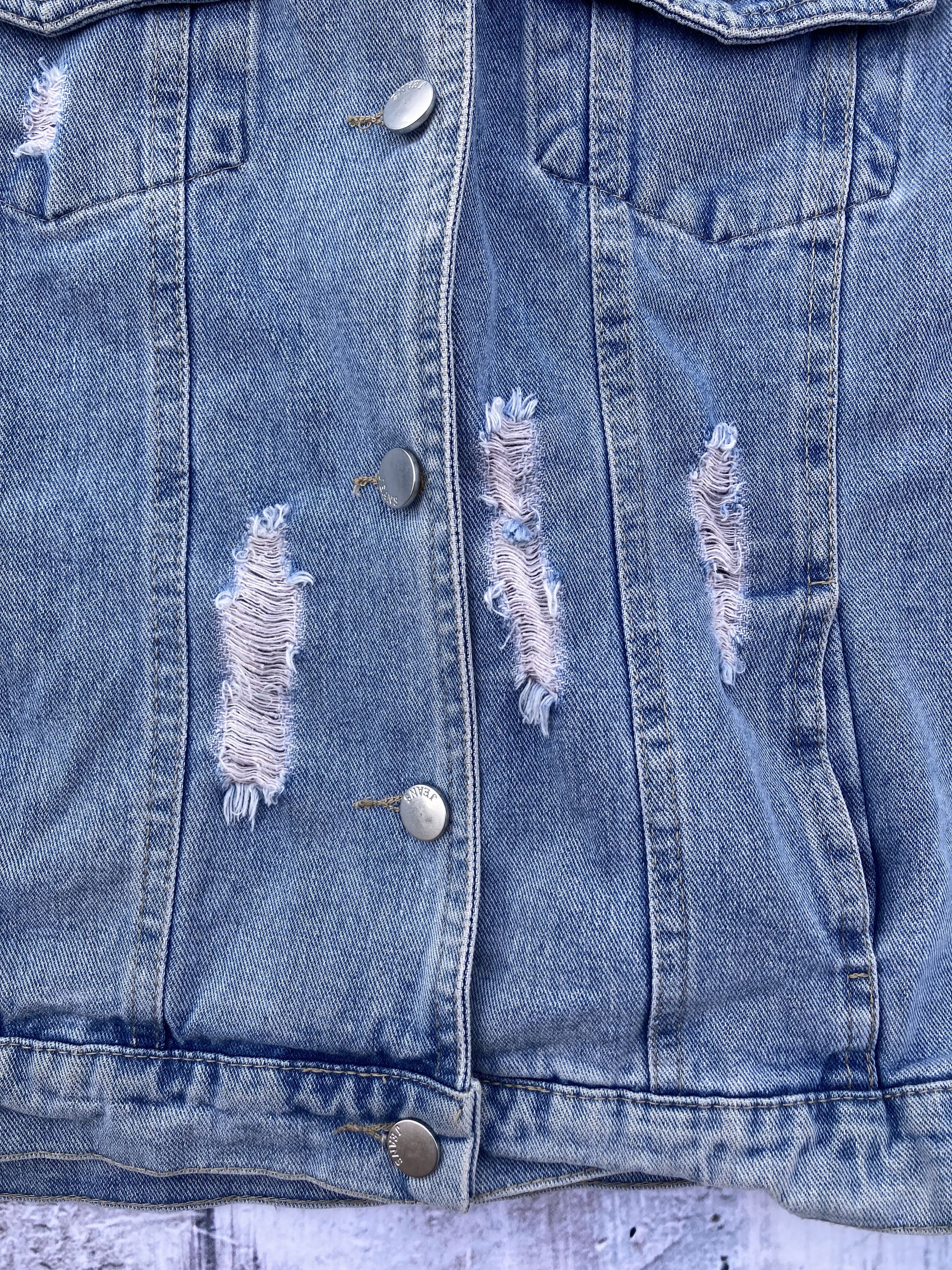 Vintage Vintage Distressed Ripped Jeans Jacket Women’s Size OS Size ONE SIZE - 5 Thumbnail