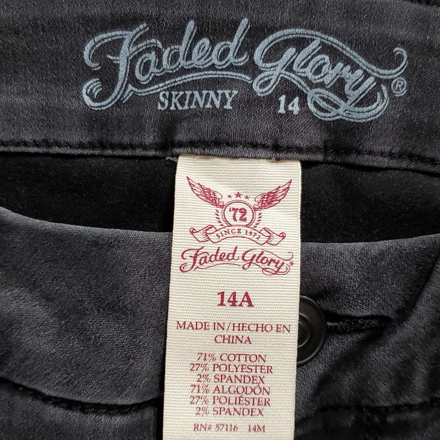 Faded Glory Faded Glory Jeans Womens Skinny 14A Black 34 x 28 Size 14 Size 36" / US 14 / IT 50 - 2 Thumbnail