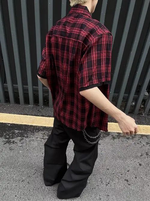 Japanese Brand Kotomi x Akane Red Plaid Loose Casual Plaid Shirt Size US S / EU 44-46 / 1 - 2 Thumbnail