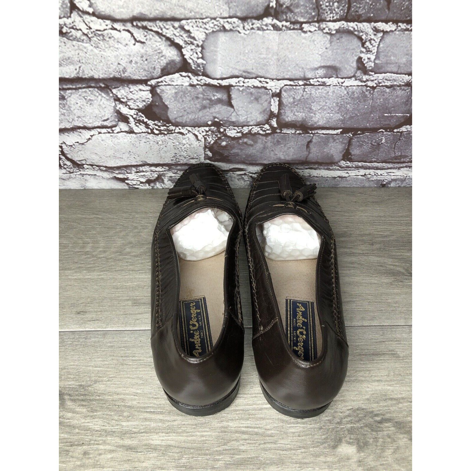 Other Andre Verger Brown Leather Tassel Loafers Handsewn Shoes Men Size US 8 / EU 41 - 5 Thumbnail