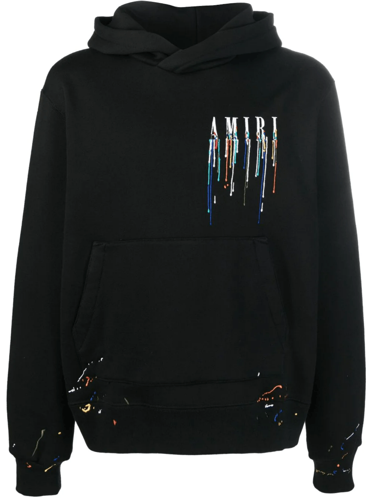 Amiri Black Embroidered Paint Drip Logo Hoodie | Grailed