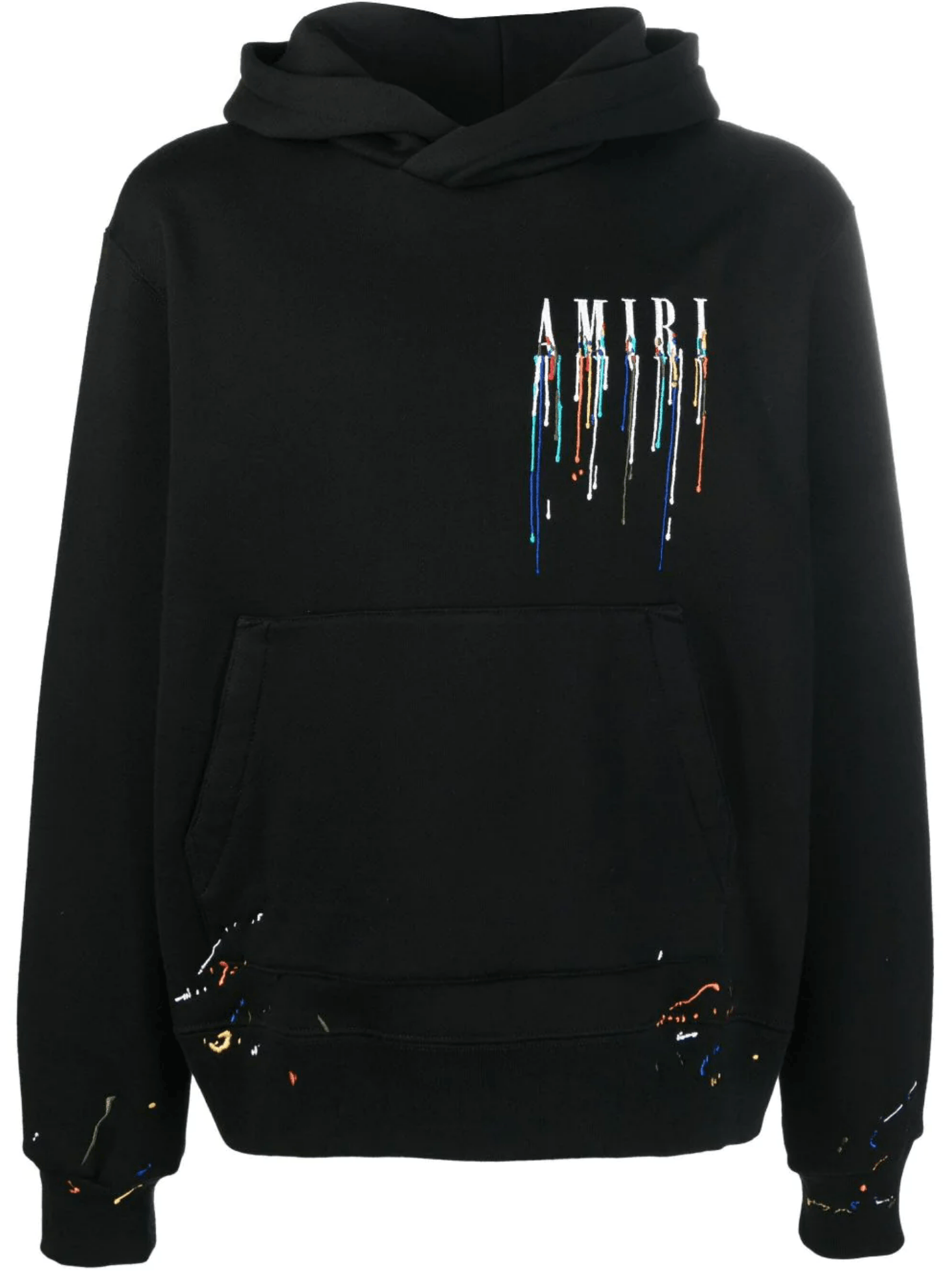 Pre-owned Amiri Black Embroidered Paint Drip Logo Hoodie