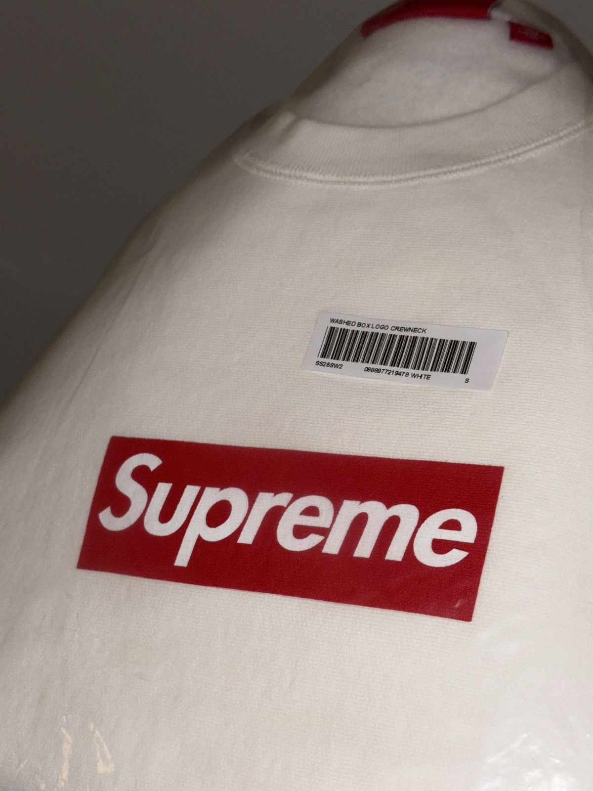 Supreme Supreme Washed White Box Logo Crewneck - Sz S Size US S / EU 44-46 / 1 - 1 Thumbnail