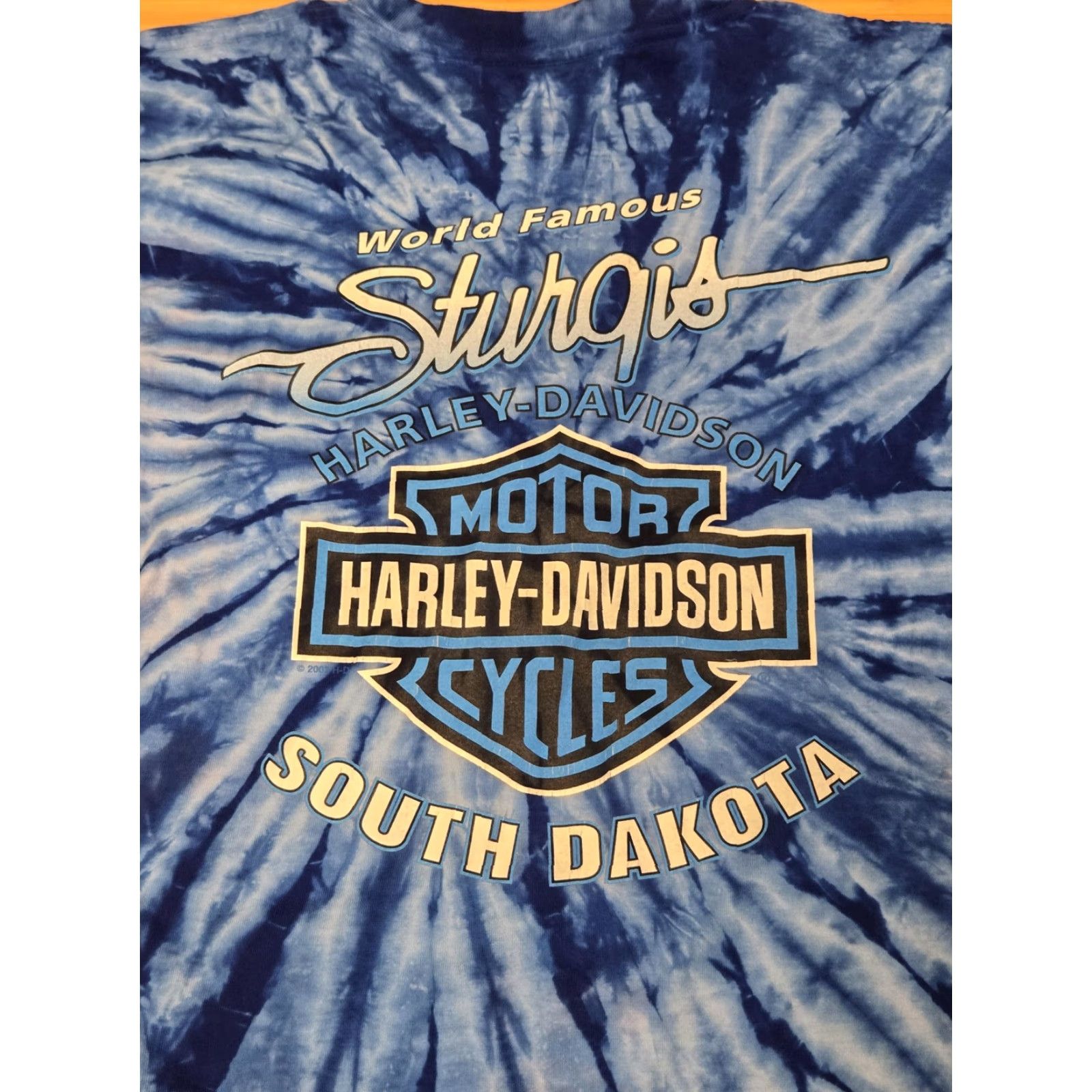 Harley Davidson VINTAGE Harley-Davidson Shirt Mens Small Blue Tie Dye Sturgis South Dakota 2002 Size US S / EU 44-46 / 1 - 6 Thumbnail