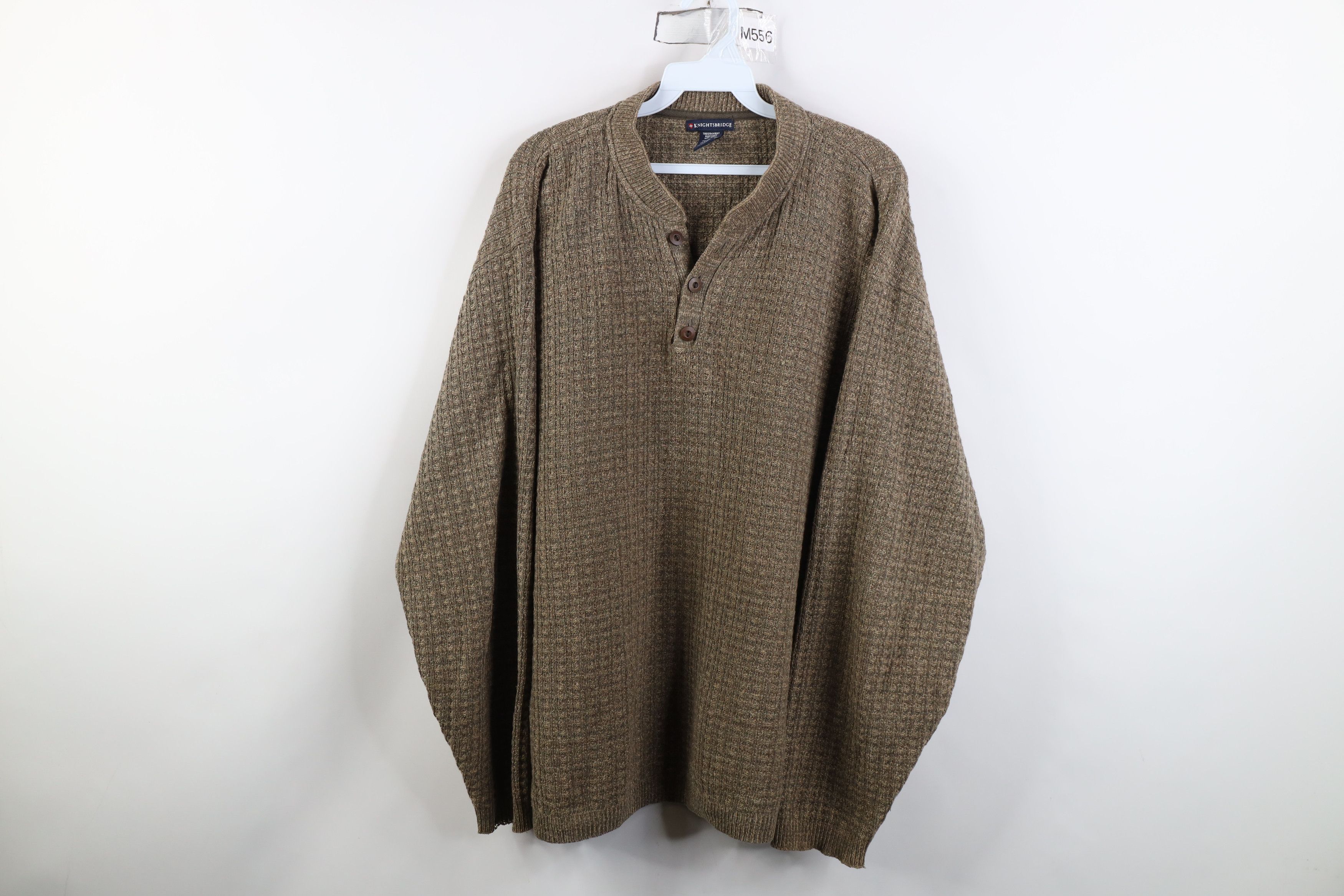 Vintage Vintage 90s Streetwear Cotton Blend Knit Henley Sweater Size US XL / EU 56 / 4 - 1 Thumbnail