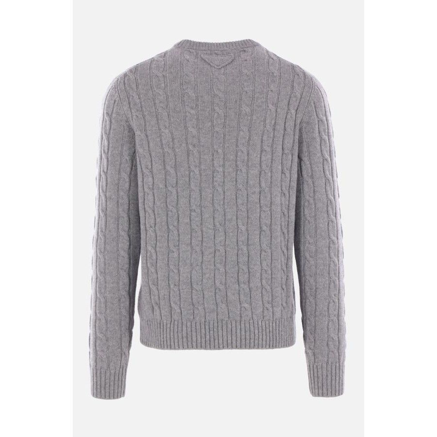 Prada PRADA Cable Knit Gray Cashmere Sweater New & Authentic (Men' Size US L / EU 52-54 / 3 - 2 Thumbnail