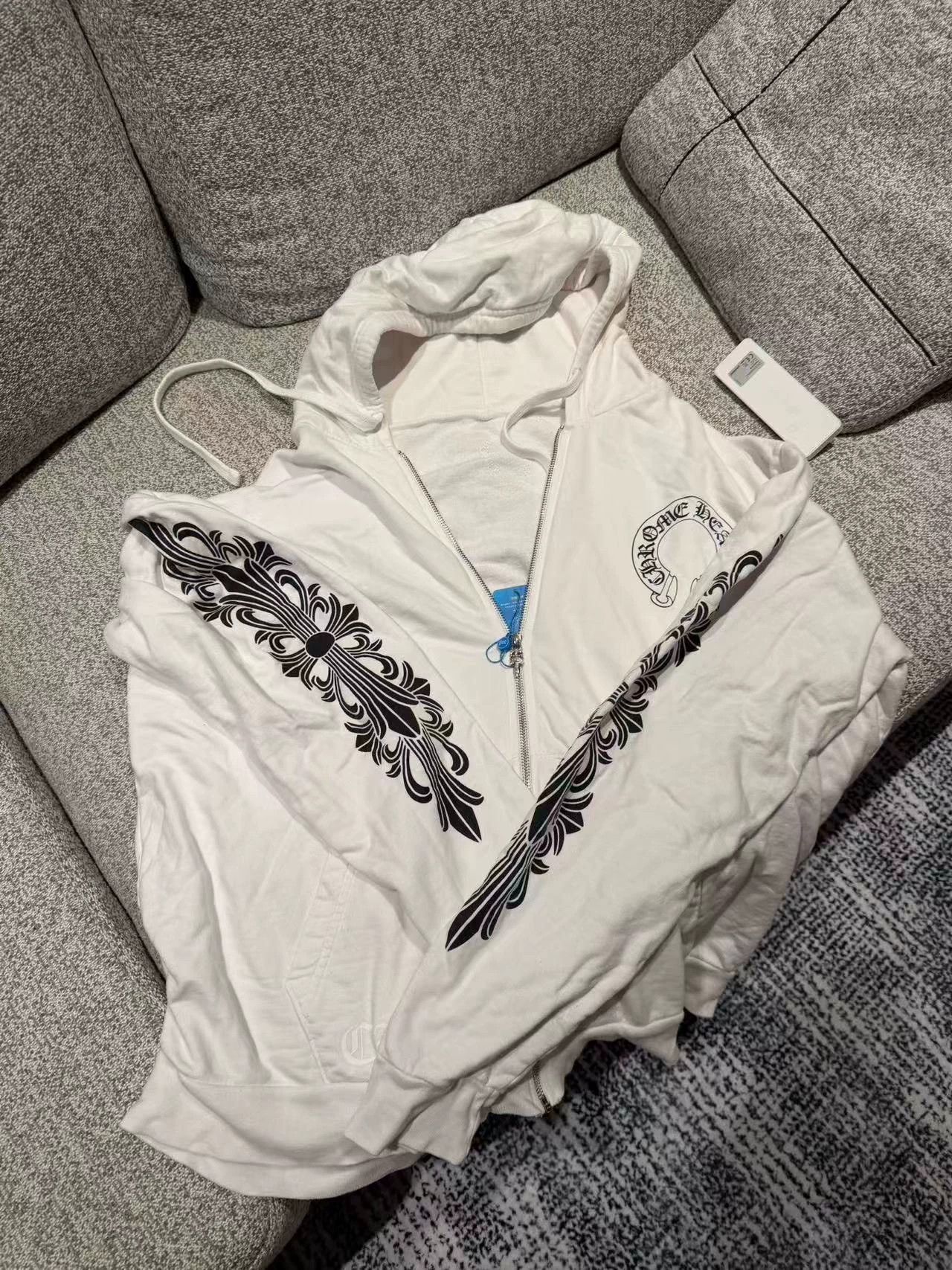 Chrome Hearts Chrome Hearts White Horseshoe Zip-Up Hoodie Size L / US 10 / IT 46 - 1 Thumbnail