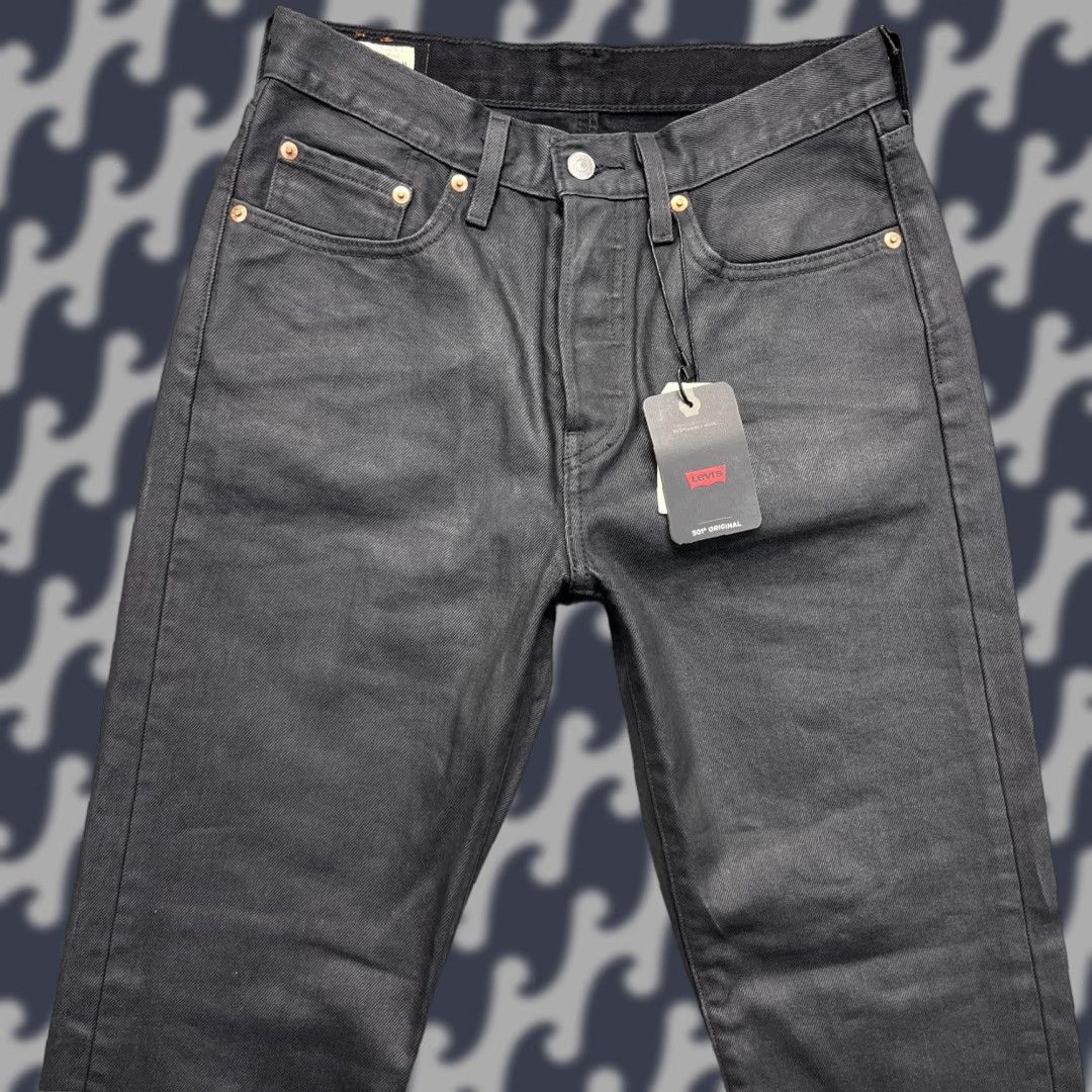 Levi's 501 Premium Waxed Cotton Jeans Mens 27x30 Black Straight Leg Denim Jeans