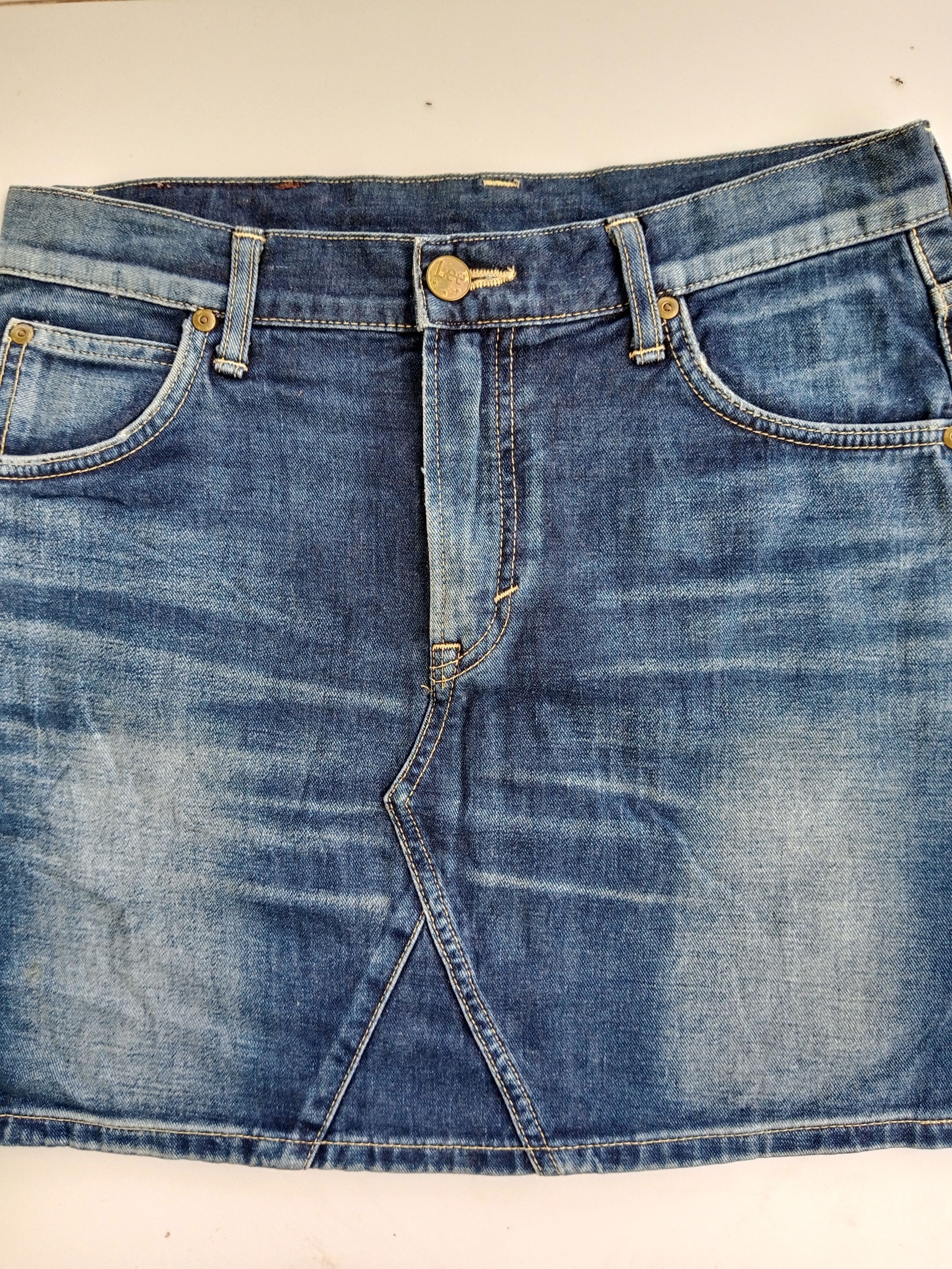 Lee Vintage Lee Mini Skirt Blue Denim Nice Style Size 31" - 6 Thumbnail