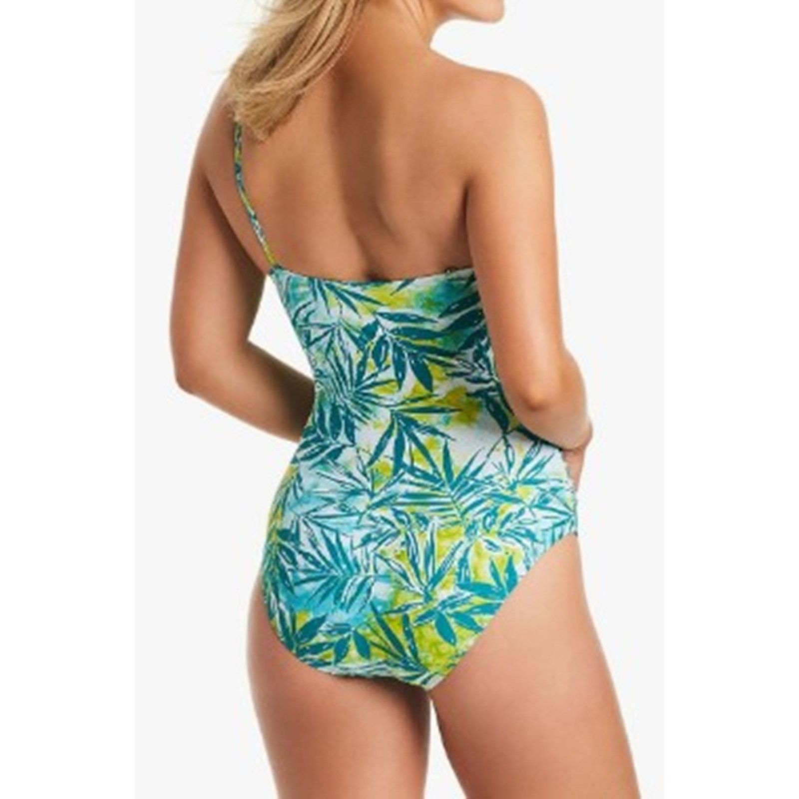 Ellen Tracy ELLEN TRACY Mio Swimsuit Convertible One Shoulder Leaves 12 Size ONE SIZE - 4 Thumbnail