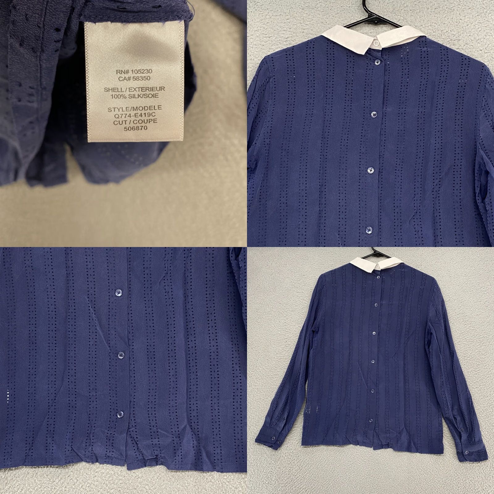 Equipment Equipment Silk Button Back Blouse Womens Small Blue 100% Silk Collar Long Sleeve Buttoned Classic Modern Office Casual Shirt Size S / US 4 / IT 40 - 8 Thumbnail