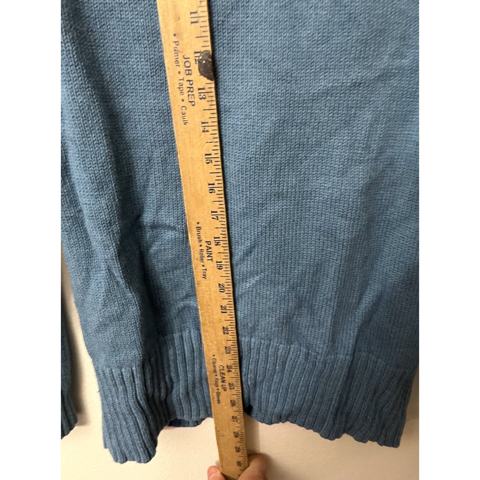 Banana Republic VINTAGE Banana Republic Sweater Women Knit Cowl Pullover Light Blue Size L Long Sleeve V-Neck Cotton Blend Womens Size L / US 10 / IT 46 - 4 Thumbnail