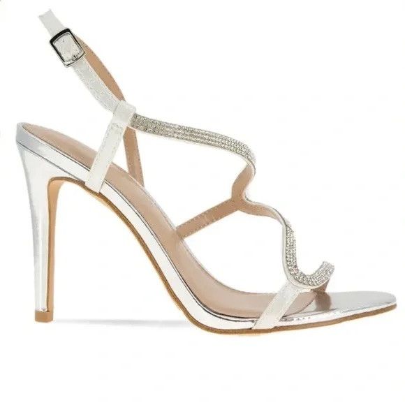 Bcbgmaxazria BCBGeneration Silver Strappy Heeled Sandals - Size 6 Size US 6 / IT 36 - 4 Thumbnail