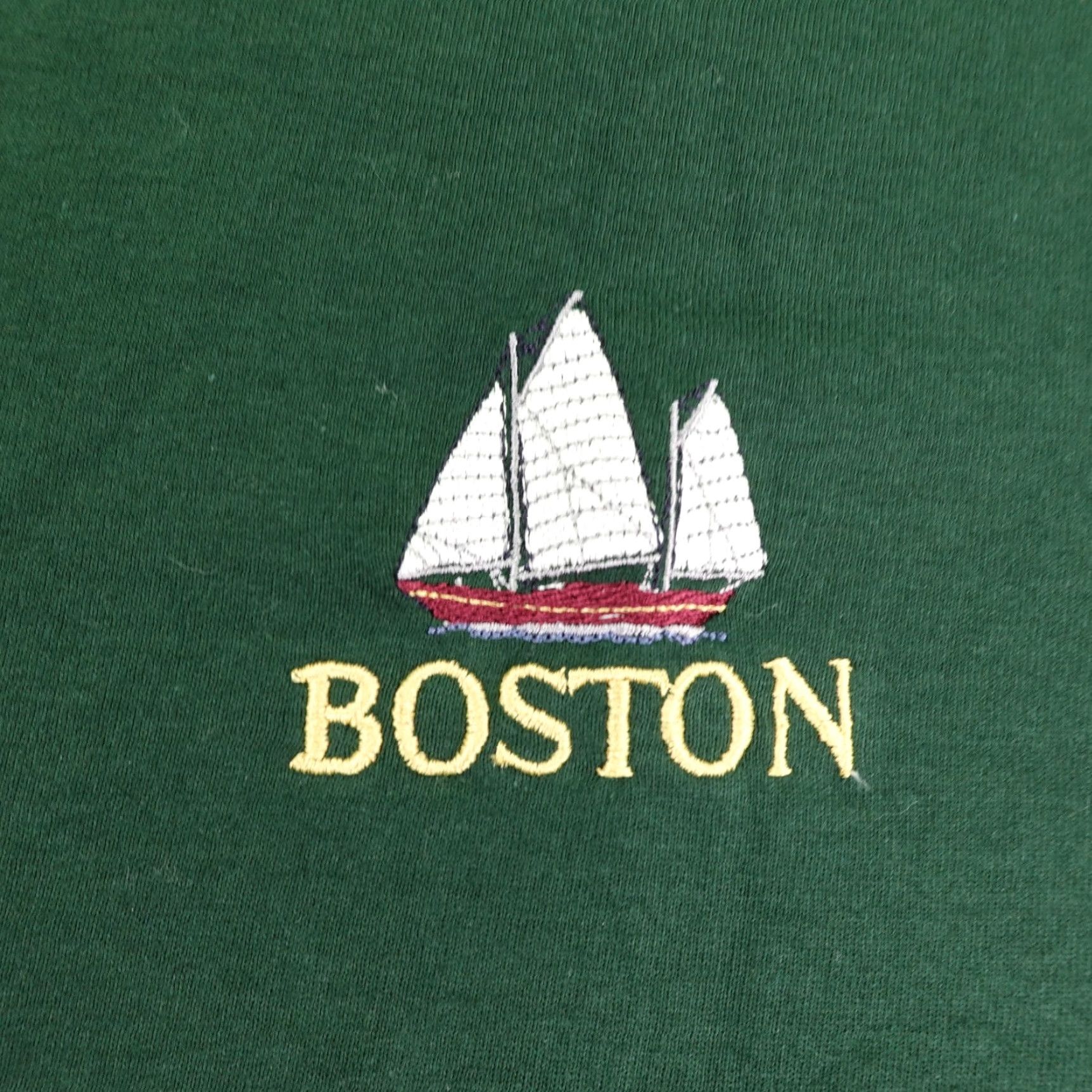 Fruit Of The Loom VINTAGE Boston Nautical T-Shirt Men Large Green 90s Sailboat Logo Cotton Short Sleeve Size US L / EU 52-54 / 3 - 3 Thumbnail