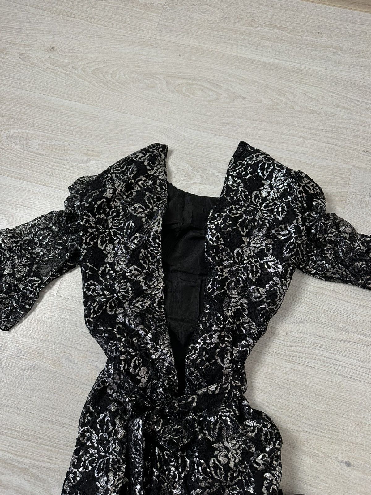 H&M The Vampire's Wife x H&M Metallic Black Lace Mini Dress Size XXS / US 00 / IT 34 - 6 Thumbnail