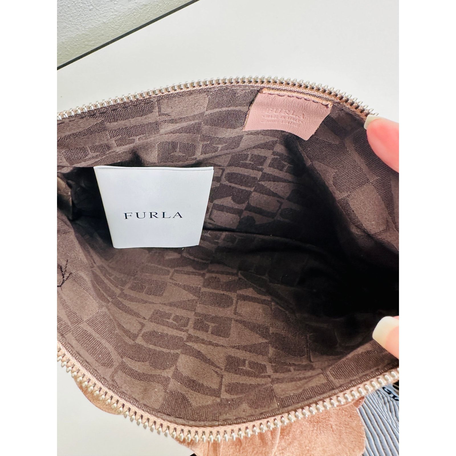 Furla NWOT Furla Dusty Pink Floral Leather Embellished Handbag Size ONE SIZE - 6 Thumbnail