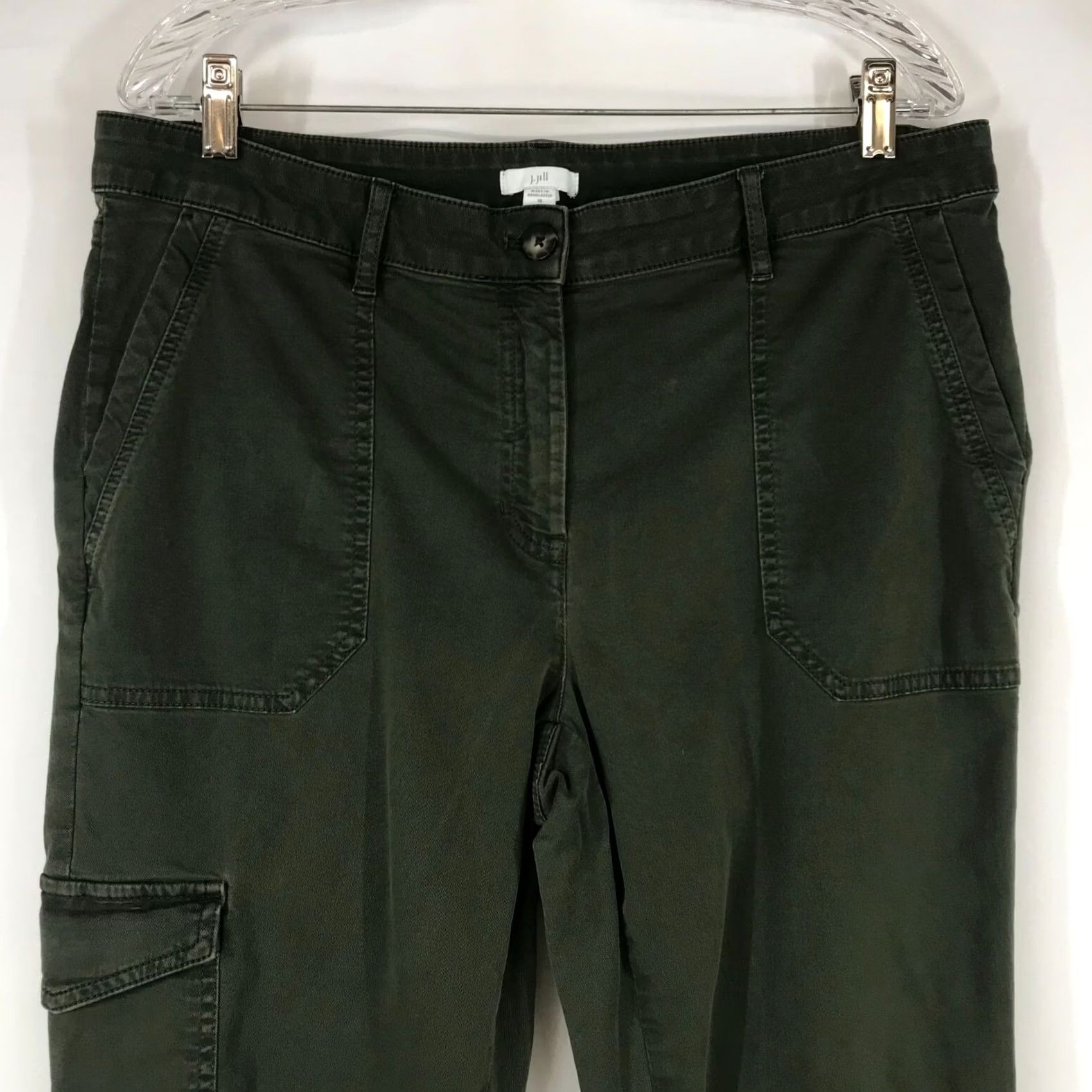 J. Jill J. Jill WOMEN'S 14 OLIVE COTTON BLEND CARGO PANTS Jeans Straight Womens 14 OLIVE Regular Size 14 Size 36" / US 14 / IT 50 - 2 Thumbnail