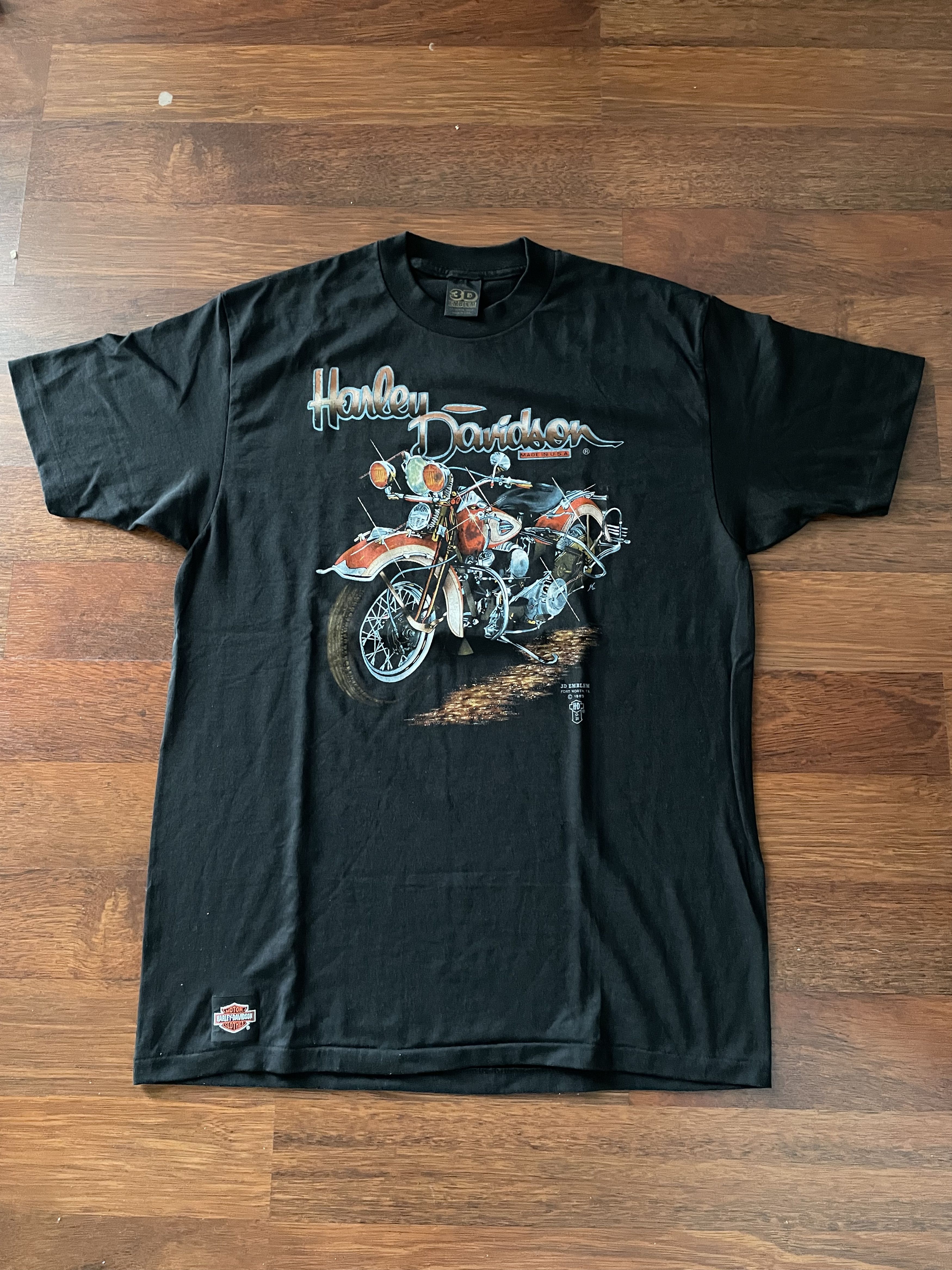 image of Harley Davidson x Vintage 3D Emblem Eighties Harley Vintage Deadstock Shirt Nos in Black (Size XL)