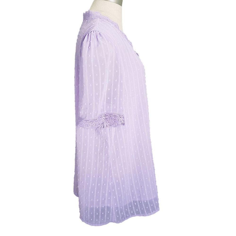 Designer CT1035 Ladies Lavender and Lace Blouse L Size L / US 10 / IT 46 - 2 Thumbnail