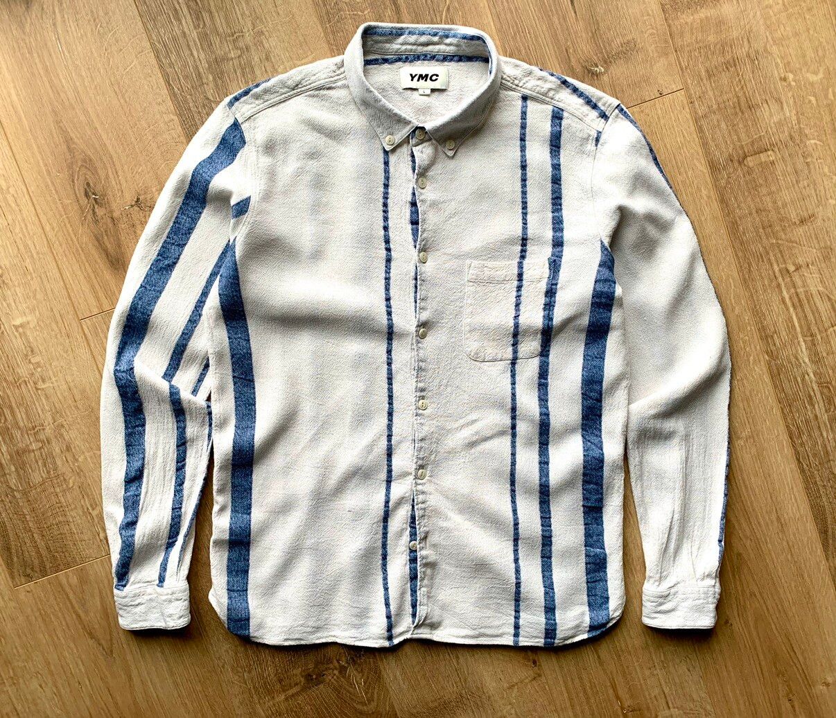 Pre-owned Ymc You Must Create Stripped Shirt In Navy/white