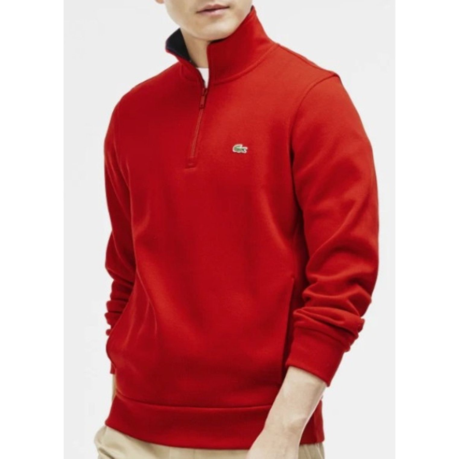 Lacoste Lacoste Men's Half Zip Lightweight with Logo at Neck Red 4XL Size US XXL / EU 58 / 5 - 1 Thumbnail