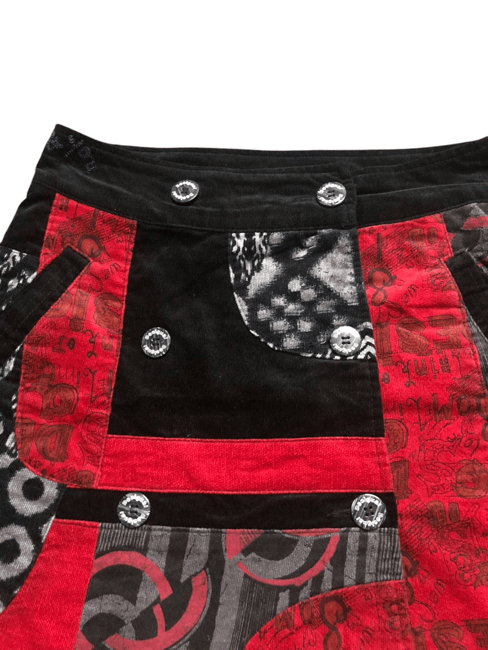Designer × Japanese Brand Rare💥Desigual Corduroy Double Button Mini Skirt Size 29" - 6 Thumbnail