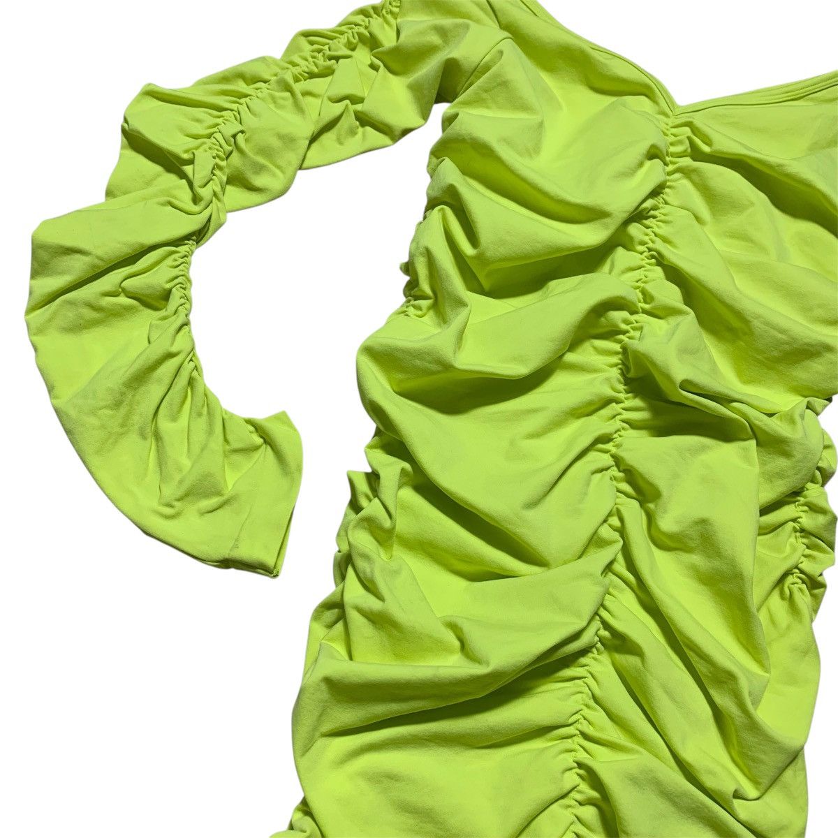 Helmut Lang Ruched Midi Dress Acid Lime