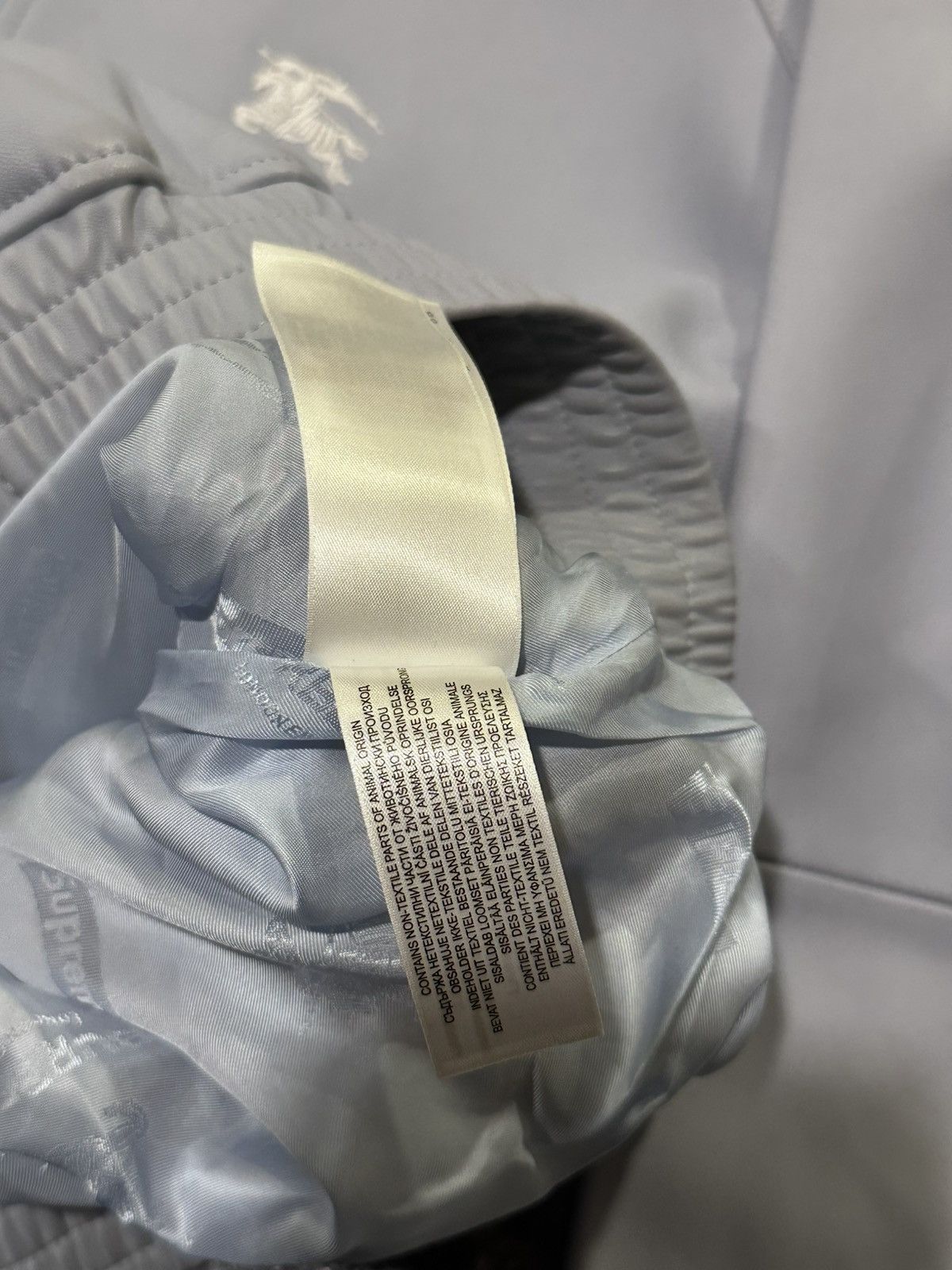 Burberry × Supreme Supreme Burberry Pastel Blue Embroidered Leather Zip Jacket Size US L / EU 52-54 / 3 - 22 Thumbnail