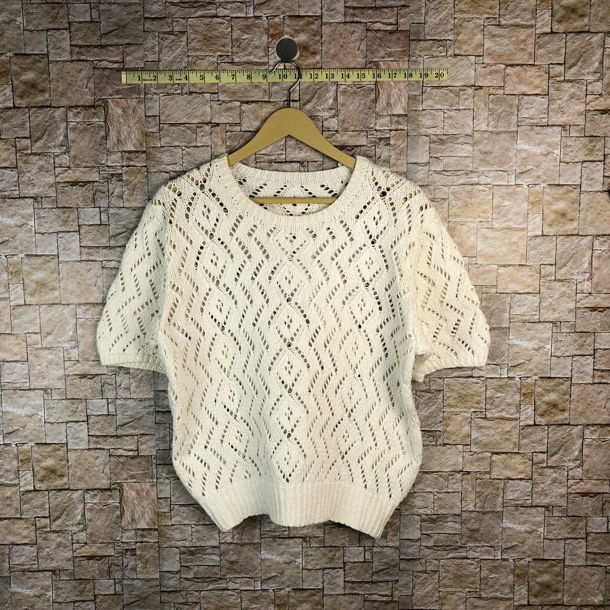 Japanese Brand × Vintage Japanese Brand White crochet mesh net Knitwear #A857 Size S / US 4 / IT 40 - 1 Thumbnail