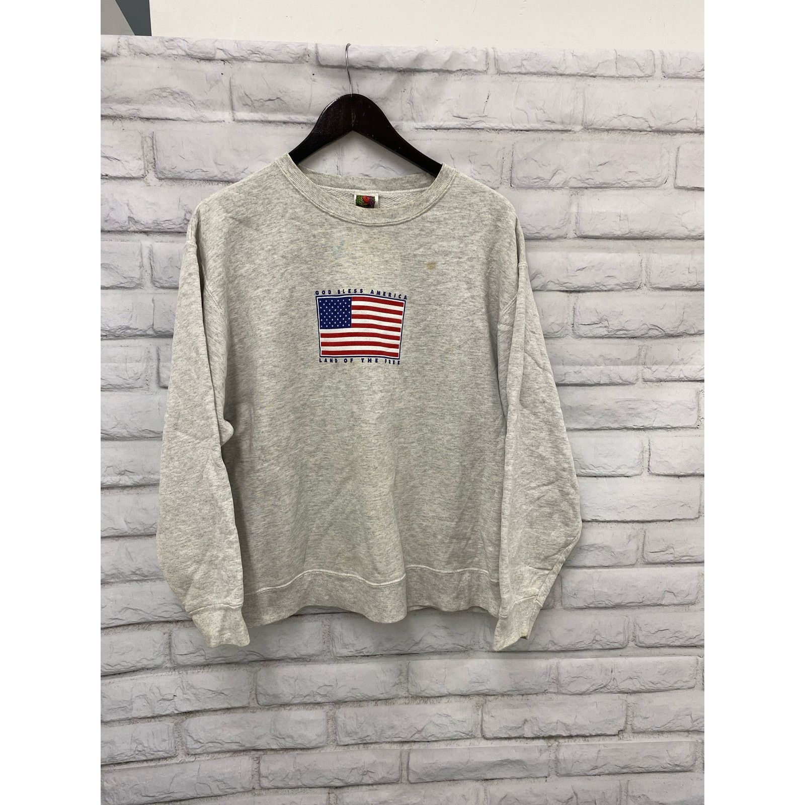 Fruit Of The Loom Vintage Preshrunk Heavy "Cotton God Bless America"Sweaer L Size US L / EU 52-54 / 3 - 2 Thumbnail