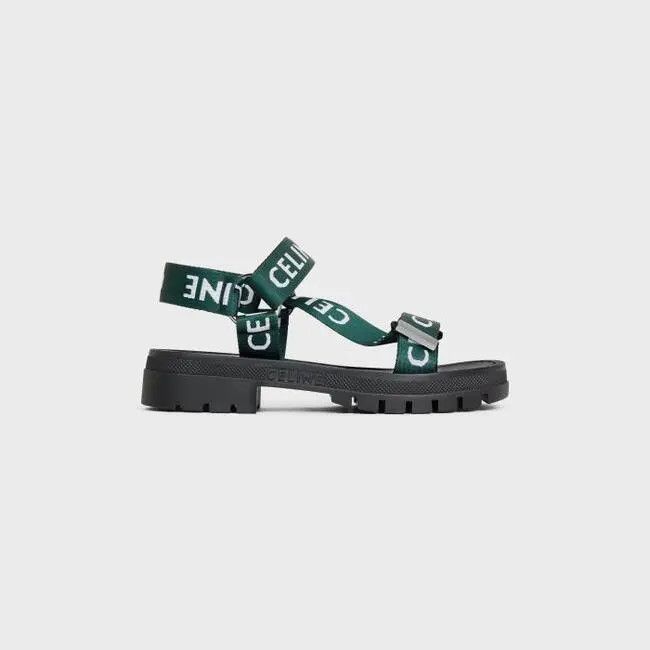 Celine o1bcso1str0724 Strappy Sandal in Bottle Green / White Size US 7 / IT 37 - 1 Thumbnail