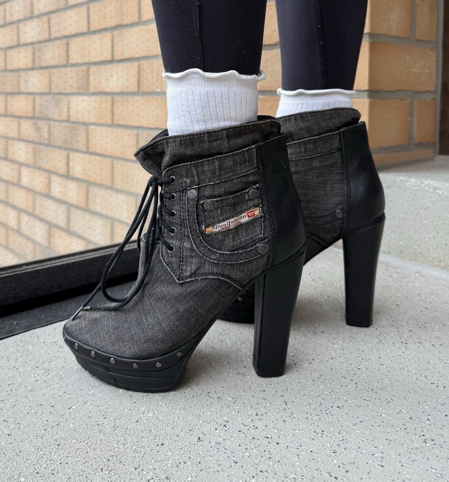 Diesel Vintage 2000s Y2k Diesel Heels Shoes Denim Style Rare Size US 8.5 / IT 38.5 - 3 Thumbnail