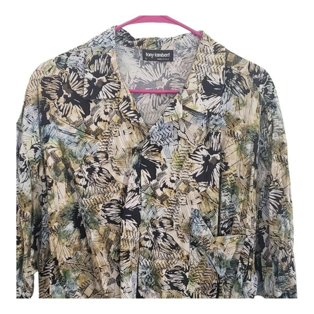 Designer CT1858 Tony Lambert Men's Floral Short Sleeve Shirt L Size US L / EU 52-54 / 3 - 2 Thumbnail