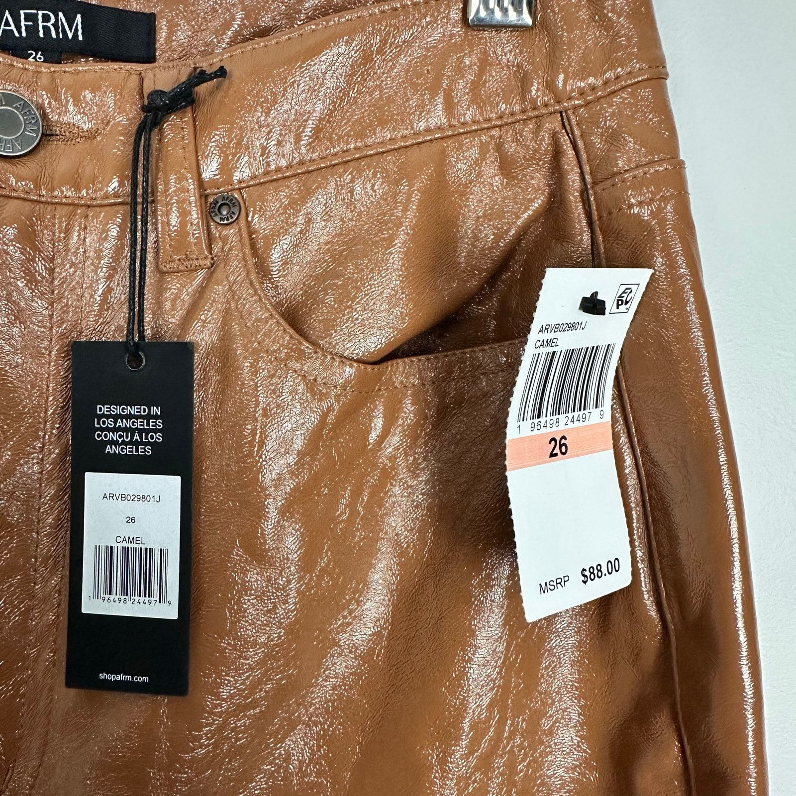 Other AFRM Revolve Heston Faux Camel Leather High Rise Pants 26 Size 26" / US 2 / IT 38 - 8 Thumbnail