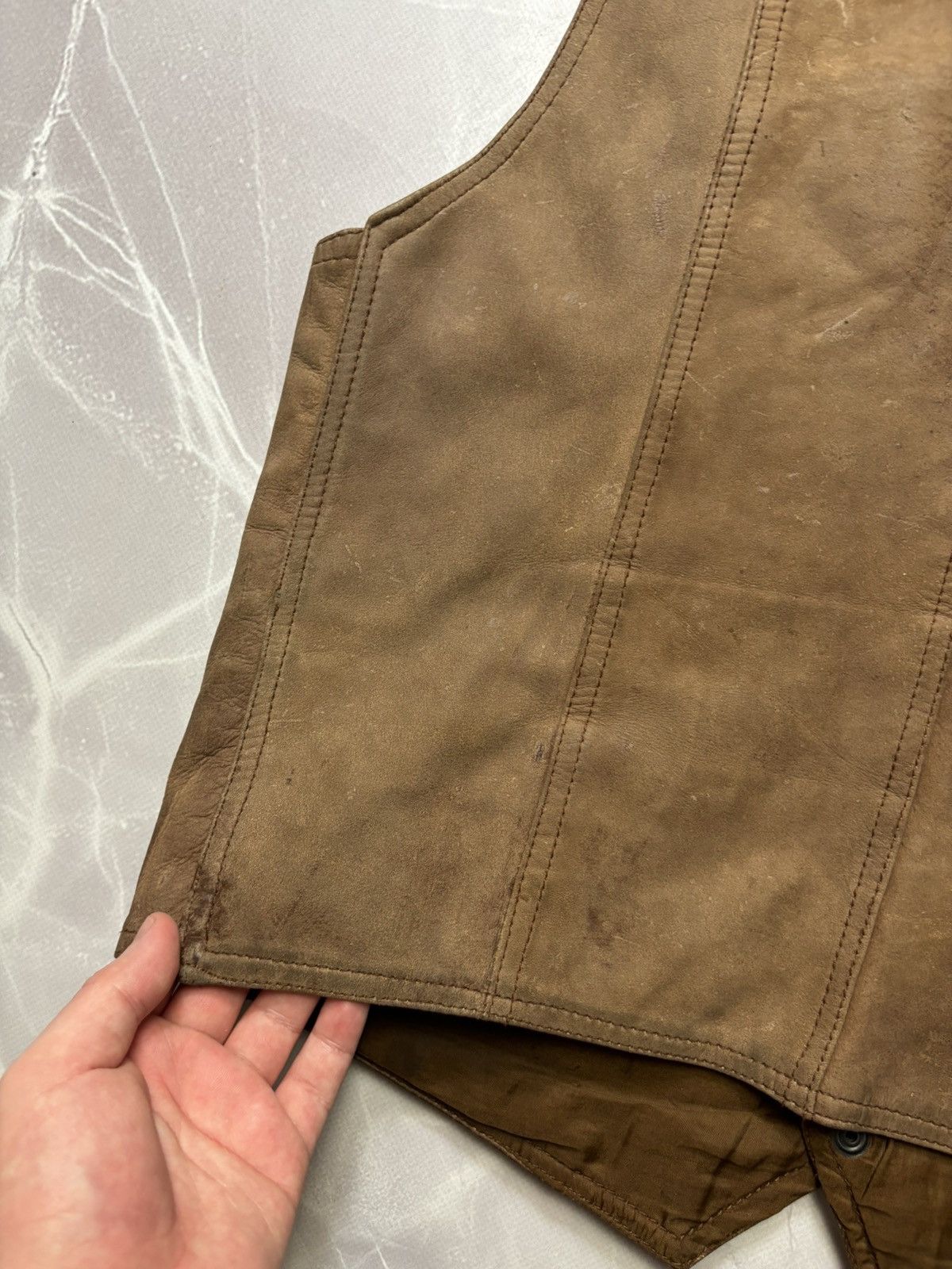 Cowboy Equipment Santa Fe Leather Vest Western Cowboy Distressed Patina L Size L / US 10 / IT 46 - 9 Thumbnail