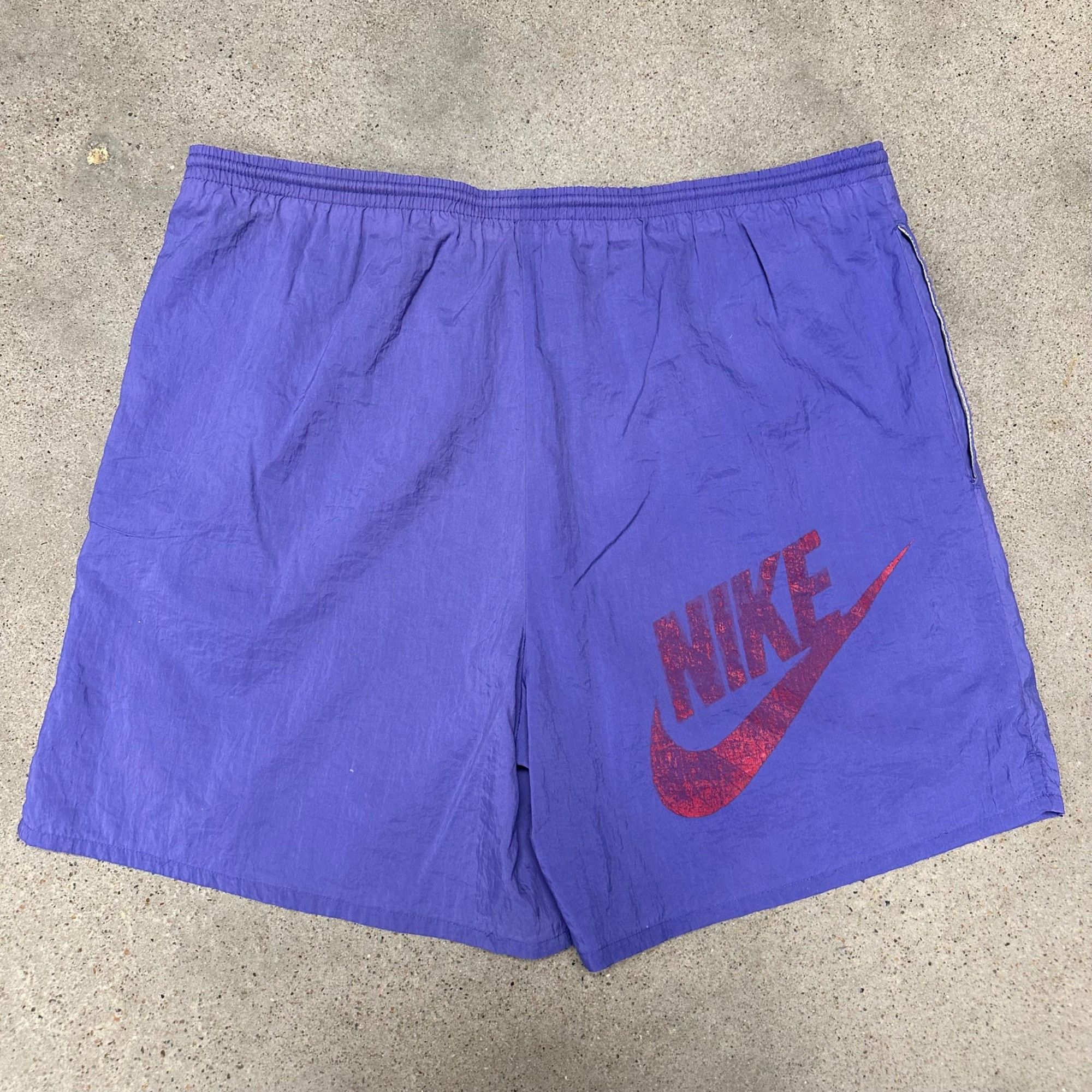 Nike × Vintage Vintage 80s/90s Nike Embroidered Swoosh Lavender Nylon Short Size US 34 / EU 50 - 2 Thumbnail