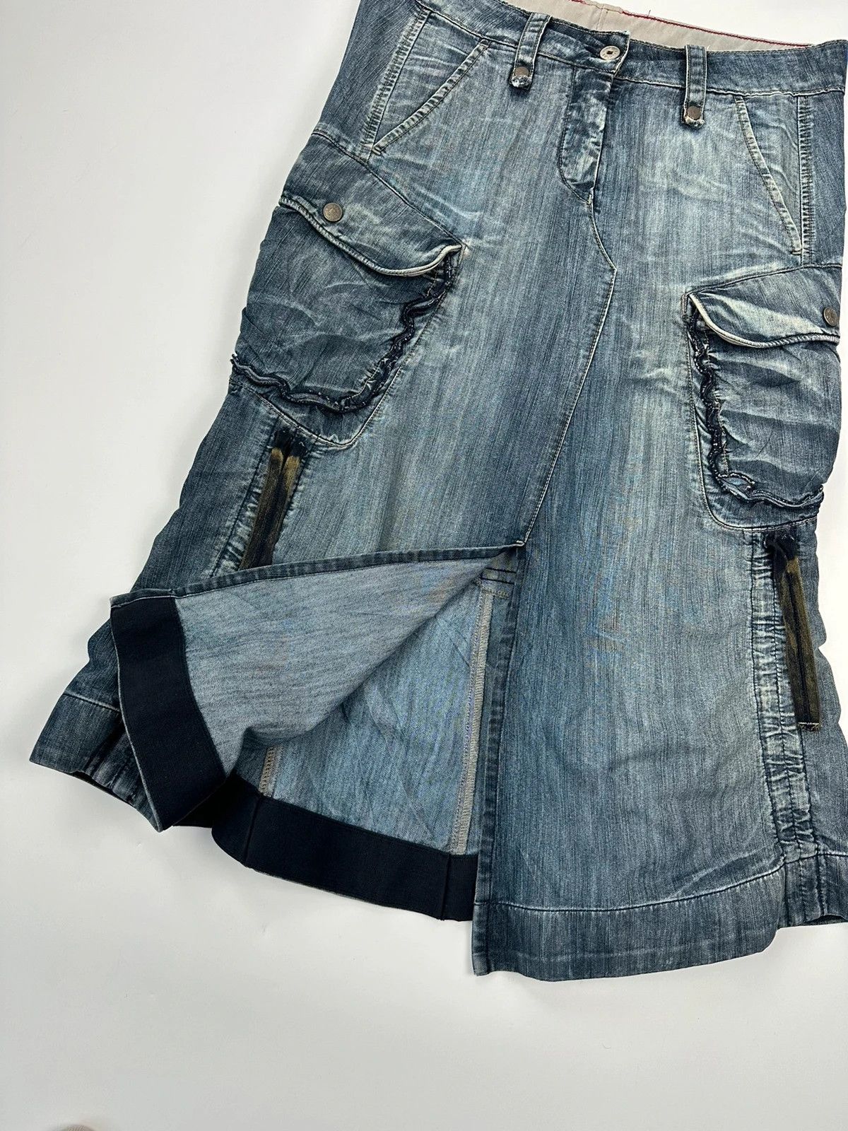 Marithe + Francois Girbaud Marithé + Francois Girbaud 00’s Bondages Straps Denim Skirt Size 30" / US 8 / IT 44 - 3 Thumbnail