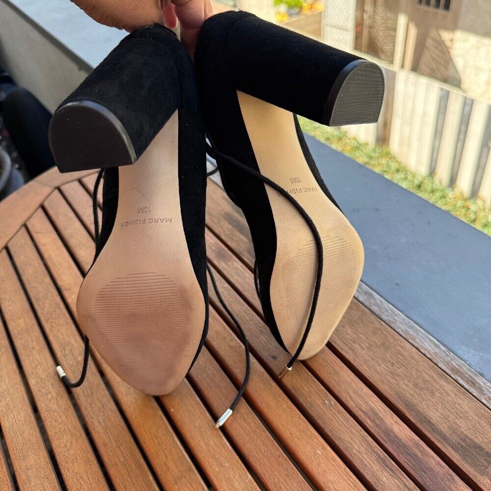 Marc Fisher Marc Fisher Black Suede Lace Up Heels Block Heel Pumps Shoes Size US 10 / IT 40 - 7 Thumbnail