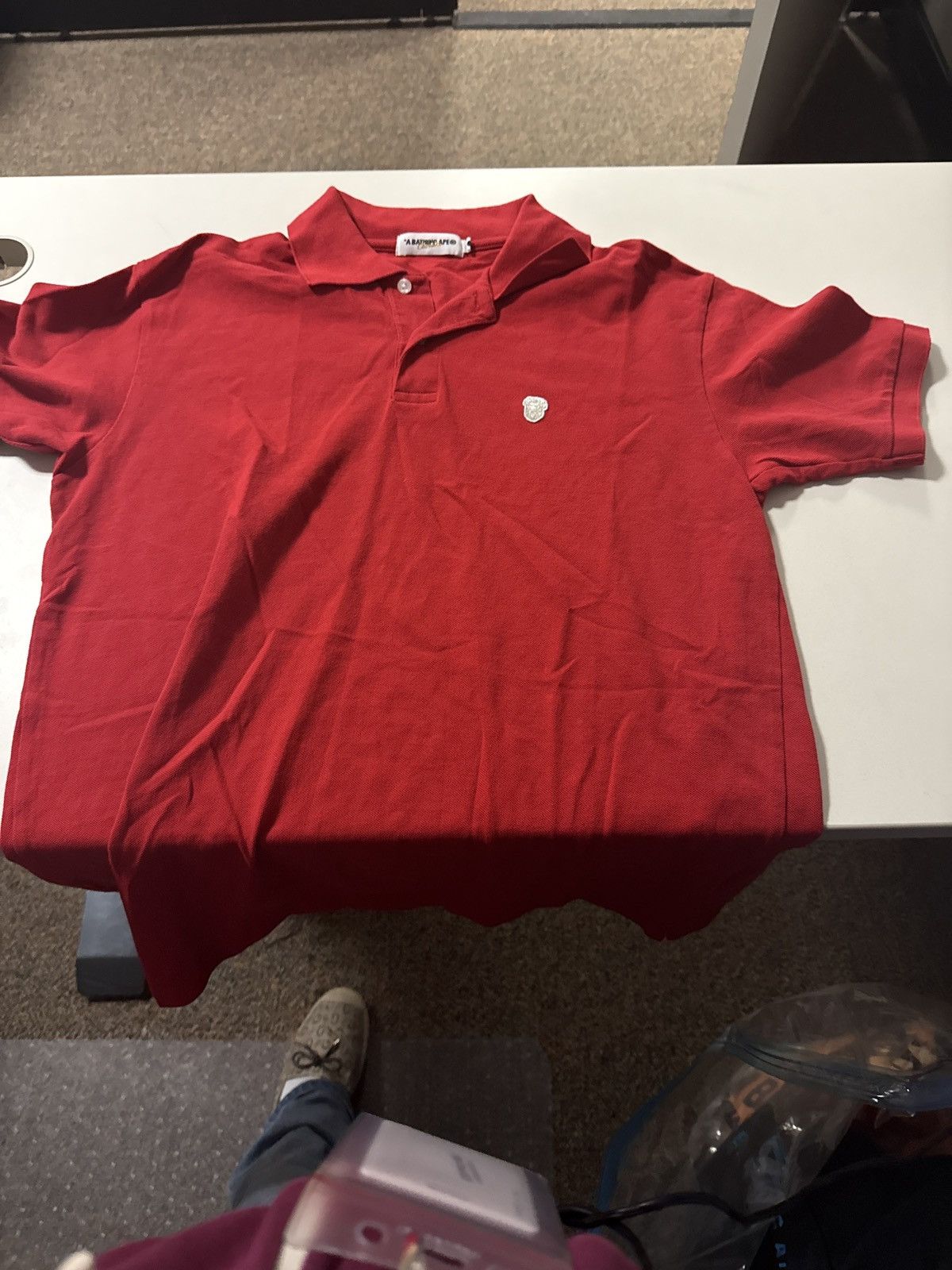 Bape A Bathing Ape Logo Polo – Red, Short Sleeve, Men’s Size US L / EU 52-54 / 3 - 1 Thumbnail