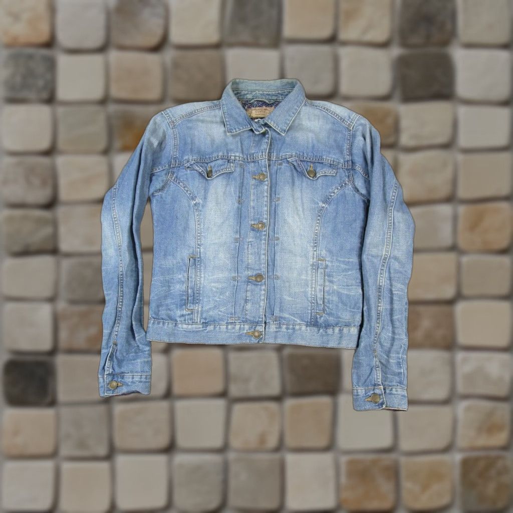 Zara VINTAGE Zara Jacket Womens Small Denim Cotton Blend Short Solid Blue 90s Casual Womens Size S / US 4 / IT 40 - 1 Thumbnail