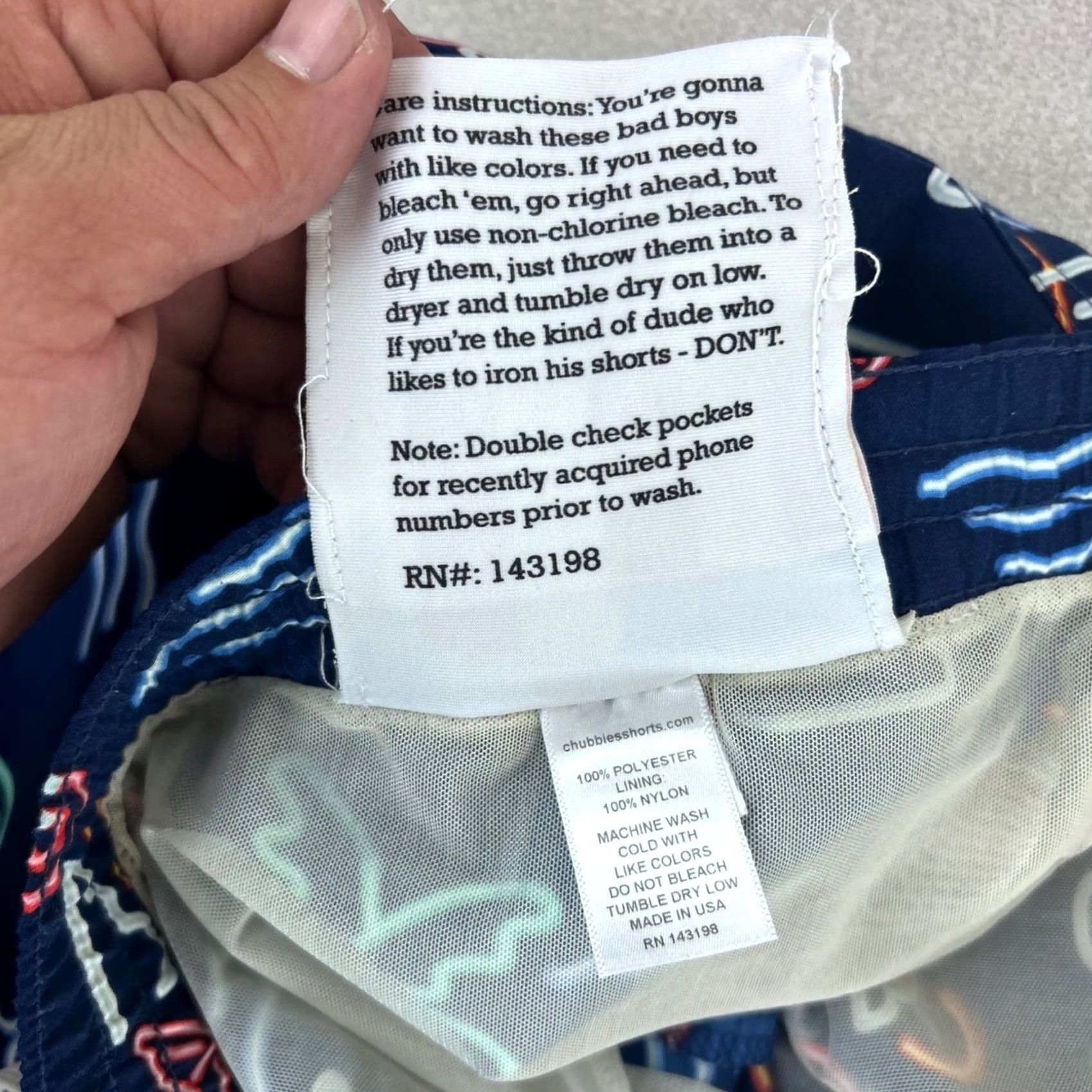 Chubbies Chubbies Swim Trunks Mens XXL Navy Blue Neon Flamingo Palm Tree Size US 39 - 5 Thumbnail