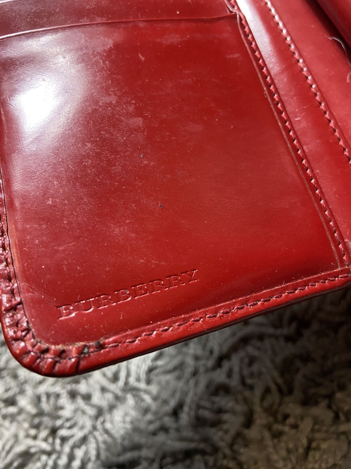 Burberry × Vintage BURBERRY VINTAGE RED LEATHER WOMENS POCKET WALLET Size ONE SIZE - 5 Thumbnail