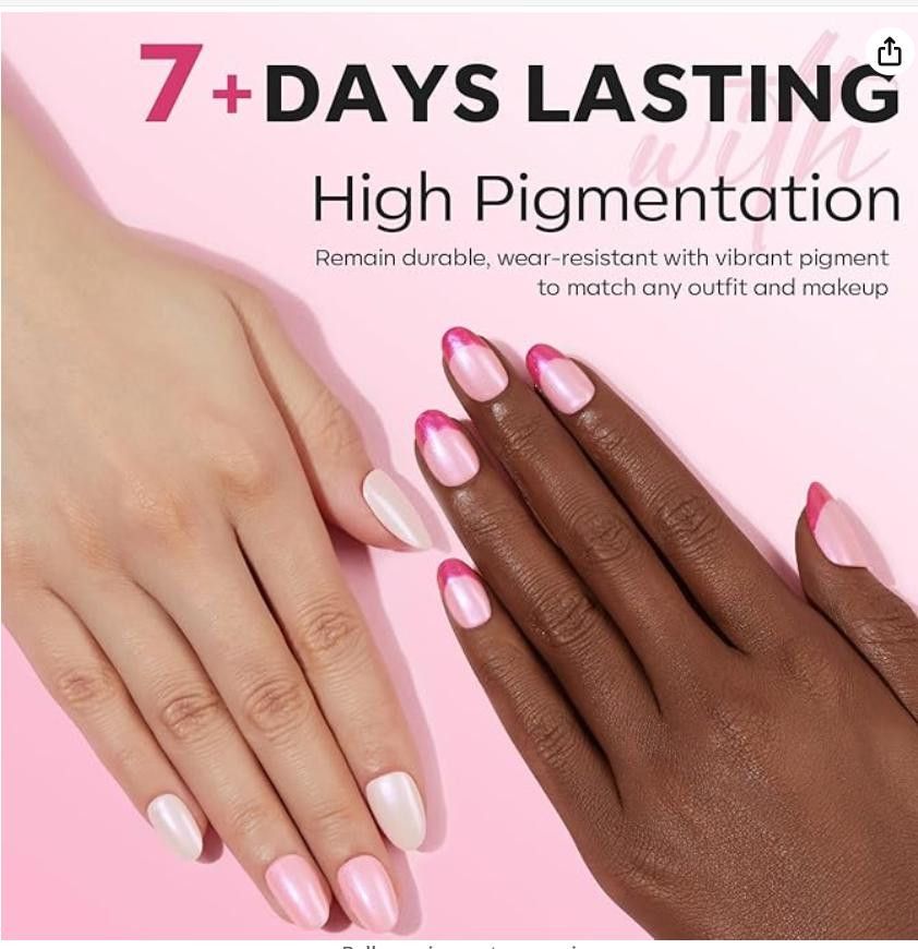 NBDN Nobrandedon Nail Polish 6 Colors Hot Pink White Nude Pink Shimmer Size ONE SIZE - 4 Thumbnail