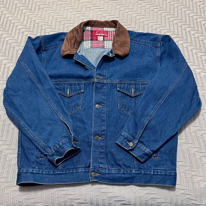 Marlboro Marlboro 90s mens jean jacket with leather collar XL | Grailed