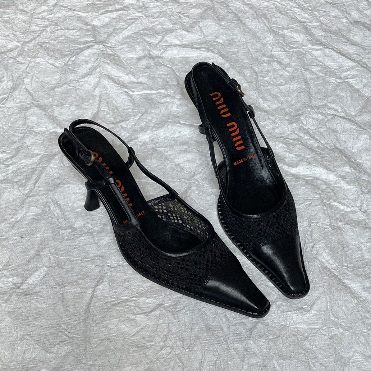 early 2000s Miu Miu décolleté slingback kitten heels